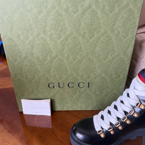 Gucci Calfskin Sylvie Web lace up combat boots - Picture 8 of 8
